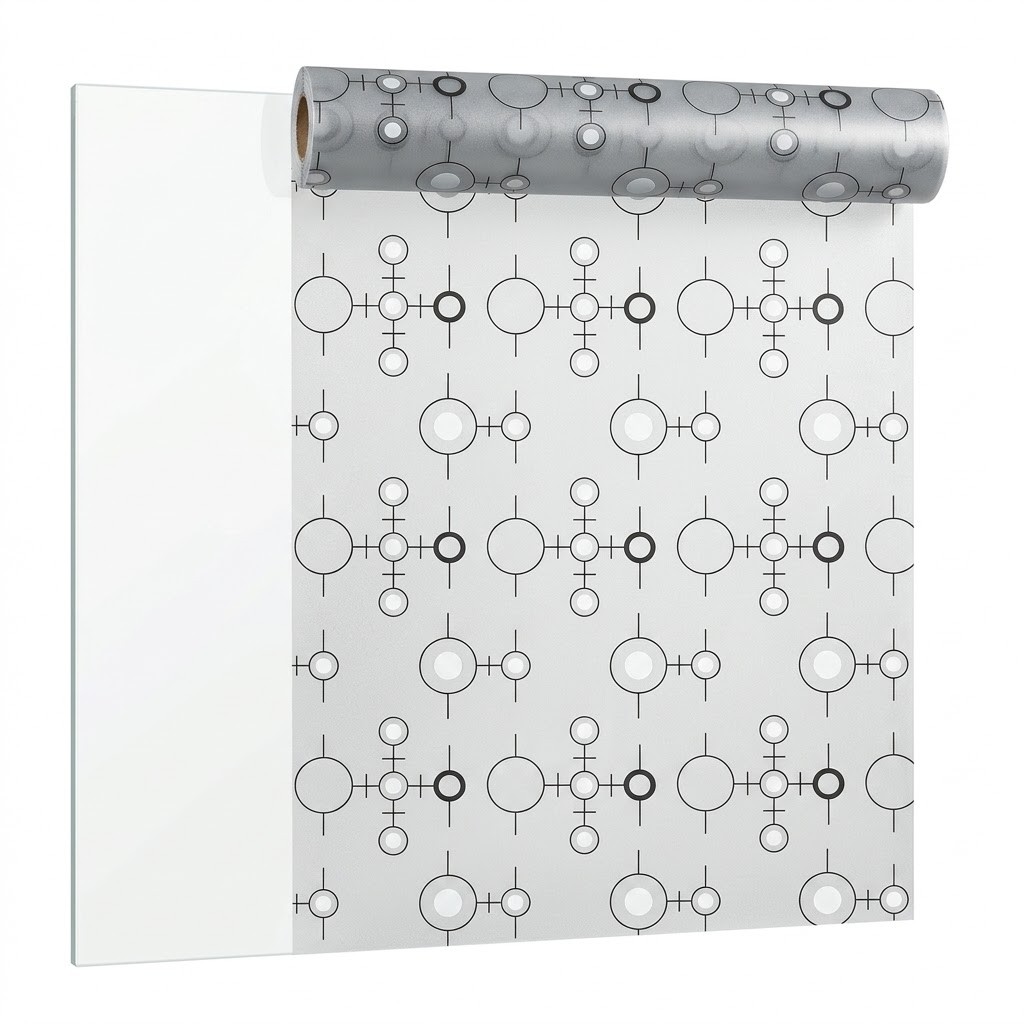 Window Insulation Film - Película autoadesiva moderna com círculos geométricos,